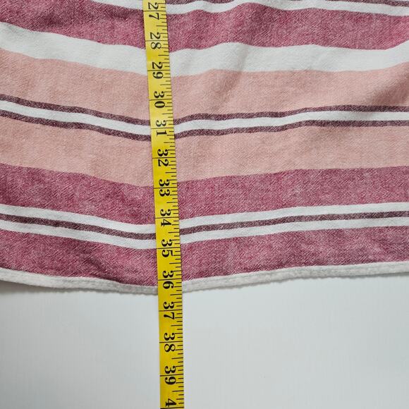 Old Navy Womens Sz Medium Pink Red Striped Linen Blend Dress Coastal Nautical - Picture 10 of 10